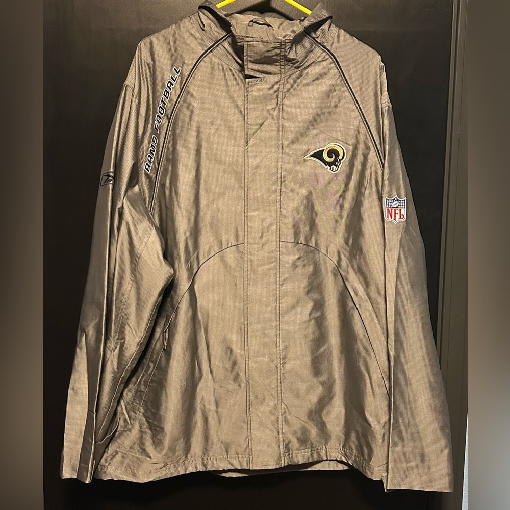 Vintage Reebok NFL Team Apparel On Field Mens L Rams Full Zip Gray Jacket